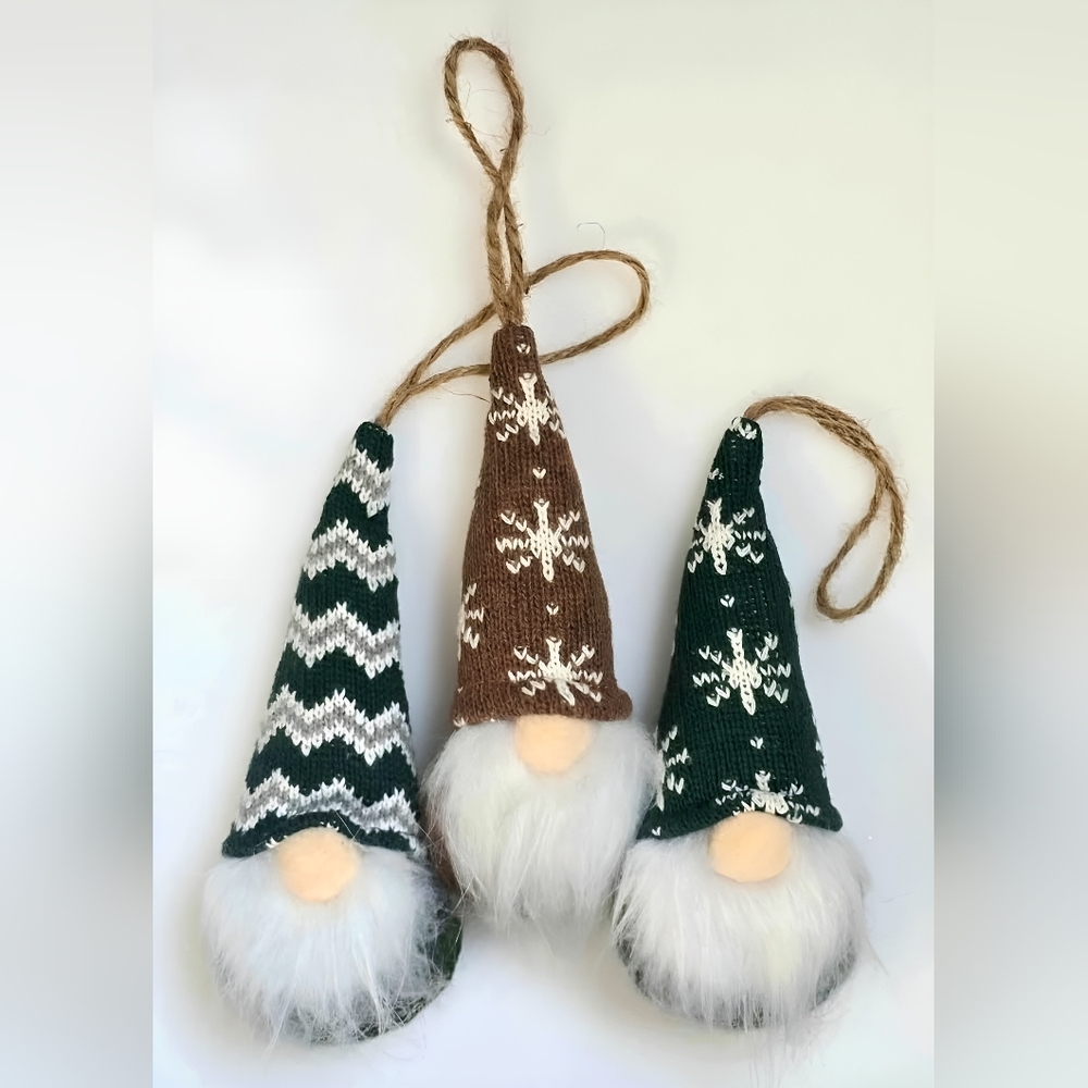 NWT Lot of 3 Whimsical Plush Gnome Nisse Elf Christmas Ornaments - Picture 2 of 3